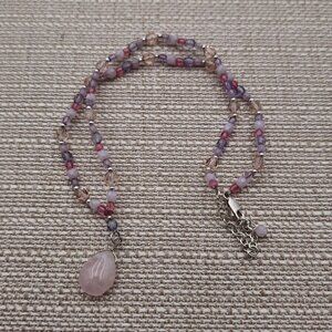 17 Inch Sterling Silver Handmade Beaded Rose Quartz Necklace B399